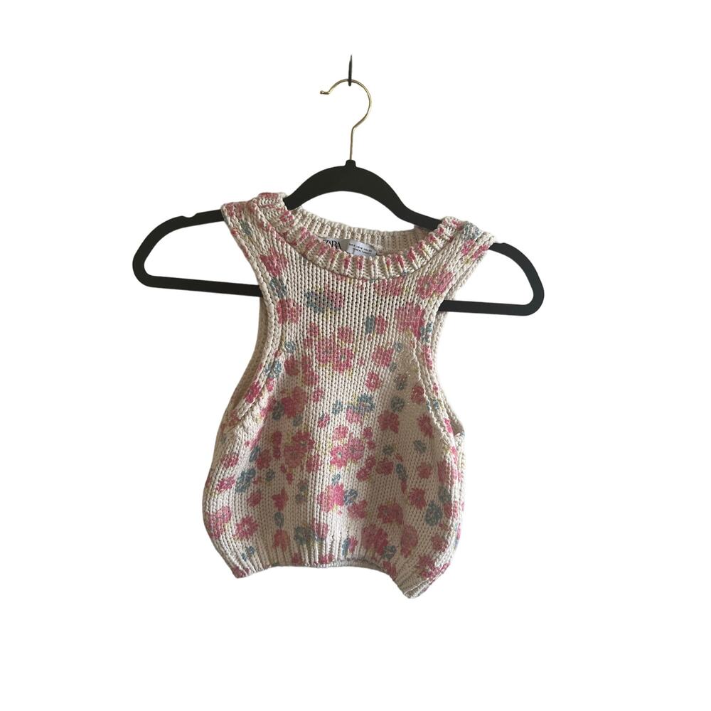 ZARA floral knit crop top size S